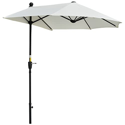 Outsunny Sombrilla de Pared de Jardín 200x190x240 cm Parasol con Manivela Poste de Acero y Base Cruzada Protección Solar para Terraza Balcón Exterior 