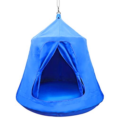 MIMIEYES Hamaca Columpio Tienda Colgante Impermeable con Luces LED Carga máxima 330 lbs (Azul)