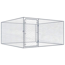 vidaXL Perrera de Exterior de Acero Galvanizado Animales Mascotas Casa Jardín Bricolaje Estructura Ejercicios Jaula Caseta Cajón Casilla 2x2x1 m en oferta