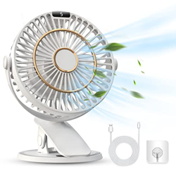COZII Ventilador USB Recargable, Ventilador de Mesa Portatil con Clip, 3 en 1 Potente Ventilador Silencioso 5 Velocidades 720° Rotation para Oficina,  características