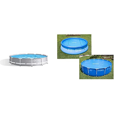 Intex 26710Np Piscina Desmontable Redonda, con Depuradora, 366 X 76 Cm + 29022 Cobertor Solar para Piscinas 366 Cm De Diámetro