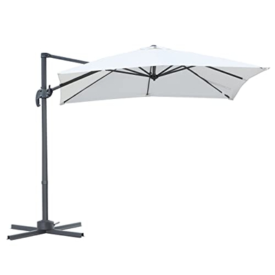 Outsunny Sombrilla de Aluminio Jardín 245x245x248 cm Parasol Excéntrico con Rotación 360° Inclinación de 5 Niveles con Manivela y Ventilación para Pat
