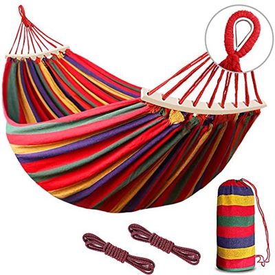 YushengTai Hamaca de Jardín Portátil 280 X 150 CM, Hamaca de Camping al Aire Libre, Capacidad 300 KG, Hamaca 2 Personas Colgante de Tela para Césped, 