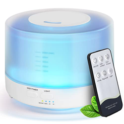 Hianjoo Humidificador Ultrasónico Aroma Difusor 500 ml Difusore Aromaterapia Lámpara 7 LED Colorida con Función de Altavoz de Control Remoto para Yoga en oferta