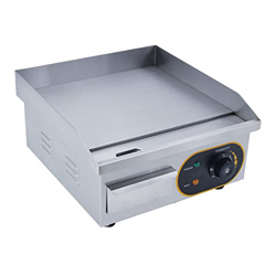 Plancha Parrilla eléctrica comercial de acero inoxidable，con control de temperatura regulable 50~300℃ para restaurante，lugares públicos，barbacoa 1500W precio
