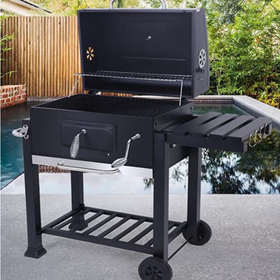 FP-TECH - Barbacoa de carbón para barbacoa de jardín con estante ajustable, 115 x 66 x 106 cm