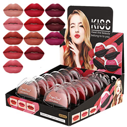 Lazy Lipstick, lápiz Labial Mate, Forma de Labios, 12 Colores, lápiz Labial hidratante Suave de Terciopelo Mate, Taza Antiadherente Impermeable de Lar en oferta