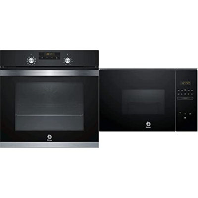 Balay 3HB4331N0 Horno Serie Acero, 60 cm, Color Negro + 3CG5172N0 Microondas Integrable, Capacidad 20 Litros, Con Grill, Color Negro