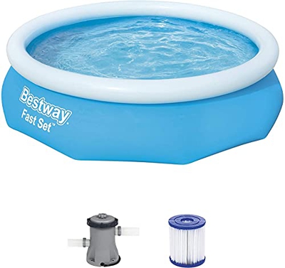 Bestway Fast Set Piscina – Diámetro 305 x 76 cm – Redondo – con Bomba y termómetro – 3.638 litros