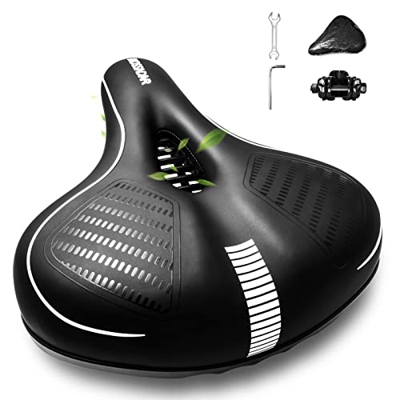 MOSSNDAR Sillín Bicicleta Muy Cómodo,con Dos amortiguadores,Asiento de Bicicleta Ergonómico Hombre Mujer,Impermeable y Transpirable,Sillín Ciclismo pa