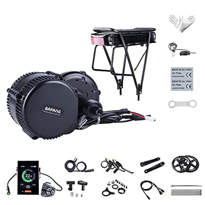 Bafang BBS01B 36V 250W Mediados de Motor Juego de conversión de Bicicletas Bicicleta eléctrica, Opcional 7,8/10/15,6/19,2/21/22,5Ah, Batería Trasera d