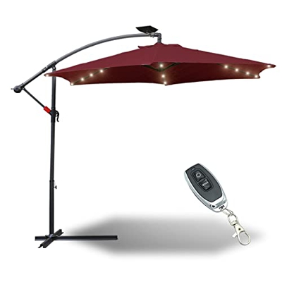 Sonnewelt Sombrillas terraza grandes 350cm de diámetro con LED solar, sombrilla con manivela, Parasol jardin de aluminio, protección UV, con soporte, 