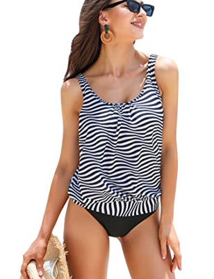 Wayleb Traje de baño para Mujer Verano Tankini de Dos Piezas Bañador Mujer Conjuntos Tankini Push Up Sexy Bikini Playa Beachwear Swimsuit Chaleco y Ca