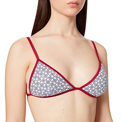 Tommy Hilfiger Triángulo Fijo Rp Parte Superior de Bikini, Bandera AOP White, S para Mujer