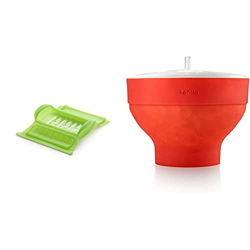 Lékué Estuche de vapor con bandeja, 1-2 personas, Capacidad: 650 ml, Color Verde + Recipiente para cocinar Palomitas, Rojo, 20 cm precio