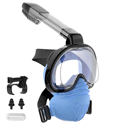 Máscara de Buceo, lynker 180°Panorámica Máscara de Snorkel de Cara, Gafas Buceo de Cara Completa con Tecnología Anti-Niebla, Anti-Fugas para Adultos c