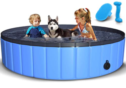 Piscina para Mascotas para Perros Grandes, Piscina Plegable de 63 x 12 Pulgadas con Cepillo para Mascotas, Juguete masticable para Perros, Piscina Inf precio