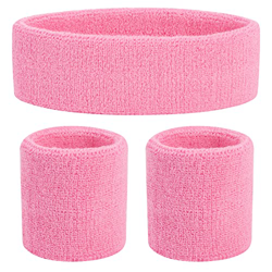 ONUPGO Juego de muñequeras para niños – Banda deportiva de algodón para deporte (1 diadema + 2 pulseras) (rosa claro) características