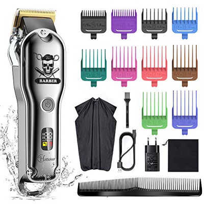 Hatteker Cortapelos profesional, recortadora de pelo, cortapelos para hombre, recortadora de barba, recortadora de pelo largo, recargable por USB, ind