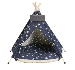 Scnbom Tienda de Campaña para Mascotas Perros y Gatos Extraíble y Lavable Plegable Cama para Mascotas con Colchón Perreras (L:60x60x70cm, Armada) precio