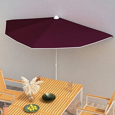 Festnight Parasol Excéntrico, Sombrilla Jardin Pared,Sombrilla de Balcón con Semicírculo Dia.300x150 cm, con Manivela para Terraza Jardín Exterior, Bu