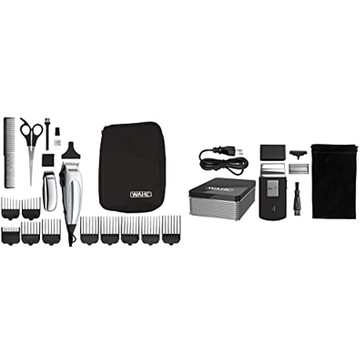 Wahl 79305-1316 HomePro Vogue Deluxe Cortapelos con accesprios, con cable, battery-powered, plateado + Wahl 03615-1016 Máquina de Afeitar de Láminas, 