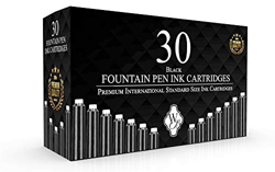 Wordsworth & Black - Paquete de 30 cartuchos de tinta para pluma estilográfica - Negro - Tamaño estándar internacional - Longitud aprox. 5,2 cm - Diám en oferta