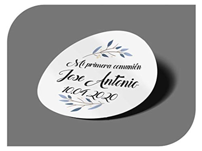 CrisPhy Pegatinas Personalizadas Comunion o Bautizo con Nombre y Fecha, Etiquetas Adhesivas para Invitacion Boda, Compromiso, Cumpleaños, Fiesta, Vint