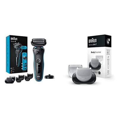 Braun Series 5 Afeitadora Eléctrica Hombre, Máquina de Afeitar Barba + Depiladora Corporal Hombre, Accesorio EasyClick para Afeitadora Eléctrica, Seri