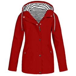 CNBOY Chubasquero con capucha, impermeable, ligero, para mujer, cortavientos, prenda ideal para exteriores (Rojo, M) características