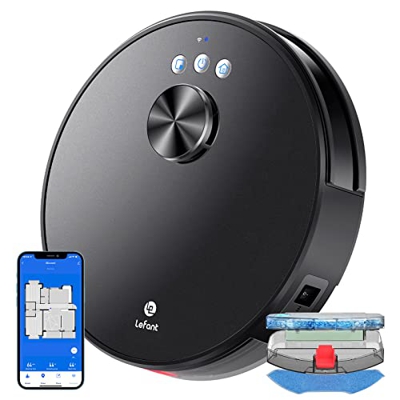Lefant LS1 Robot Aspirador con Capacidad de Mapeo Lidar (LDS), Robot Aspirador y fregasuelos con Tanque de Agua de 160 ML y succión Fuerte de 2200 Pa,