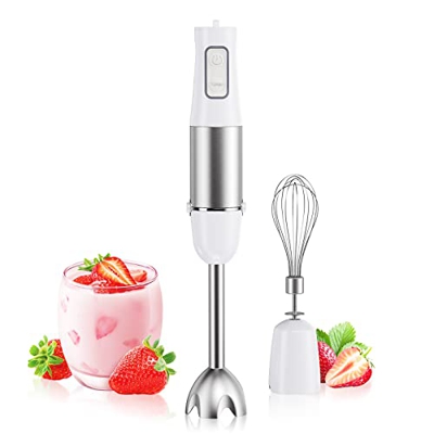 Batidora de Mano 2 en 1, Batidora Eléctrica 1000W, Minipimer Multifunción con Función Turbo, 6 Velocidades Regulables, Acero Inoxidable para Hacer Bat