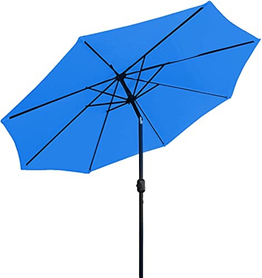 LOVE STORY Sombrilla Ø2.7M, Parasol abatible de 9 pies, Adecuado para balcón, terraza, Patio Trasero UV50 +, Azul Claro