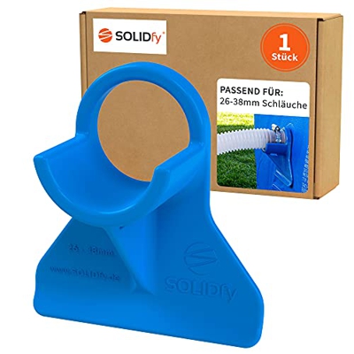 SOLIDfy® - 1 soporte para manguera de piscina de 26 mm - 38 mm, de plástico en color azul para Intex y Bestway.