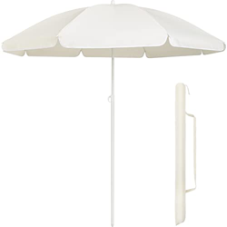 LIFERUN Sombrilla de 160cm, Parasol Plegable, Redondo, Protección Solar UV 20+, 160 g/m², Sombrilla para Patio, Jardín, Playa, Balcón y Terraza, Crema características