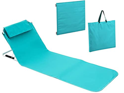 D-Rings Tumbona plegable para jardín o spa, carga pesada, para playa, con respaldo regulable sin niveles, las esterillas de playa y ahorro de espacio  en oferta