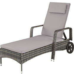 tectake 801041 Tumbona de ratán y Aluminio para jardín, Asiento de ratán sintético para terraza con Ruedas y Respaldo Ajustable, Mobiliario de Exterio precio