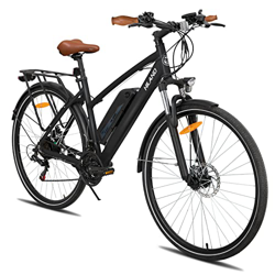 Hiland - Bicicleta eléctrica de ciudad de 28 pulgadas, con cambio de piñón Shimano de 7 marchas, bicicleta eléctrica, motor de 250 W, batería 36 V, 10 características