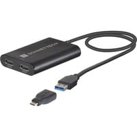 USB3-DHDMI adaptador de cable de vídeo USB tipo A 2 x HDMI Negro