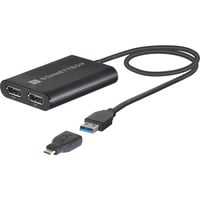 USB3-DDP4K adaptador de cable de vídeo USB tipo A 2 x DisplayPort Negro en oferta