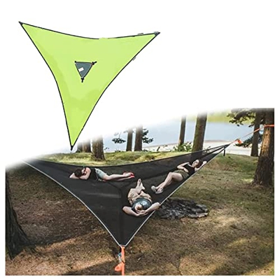 Hamaca Multijugador Diseño De 3 Puntos Portátil Travel Bug Net Hamaca para Acampar Multijugador Aéreo Triángulo Hamaca Árbol Aéreo Tienda Ocio Red Cam