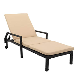 Tumbona de jardín para Exteriores ALightUp, Tumbona Plegable de Resina Trenzada, Tumbona Ajustable de 5 Posiciones con Ruedas Beige para Piscina, Play precio