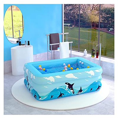 Piscina Hinchable Rectangular Piscina Infantil Inflable,Piscina Familiar En El Patio Trasero,130/150/180/210CM,Fiesta AcuáTica De Verano, Exterior, Ja