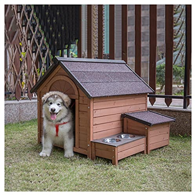 Casetas para Perros para Exteriores, Casa para Perros Casetas para Perros de Madera para Exteriores Refugio para Perros con Mesa de Comedor, para Anim