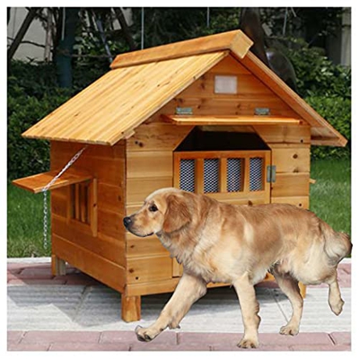 Casetas para Perros para Exteriores a Prueba de Agua, Caseta para Perros Casa de Madera Grande para Mascotas al Aire Libre, para Animales Medianos Gra