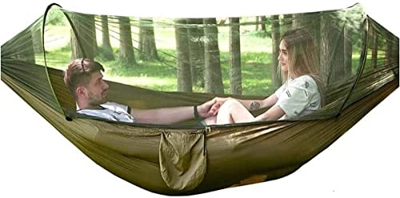 ZhanDouB Hamaca con Mosquitera y Toldo Camping, Hamaca portátil de Nailon liviano, para Velocidad automática Abierta Hamaca Doble para Acampar al Aire