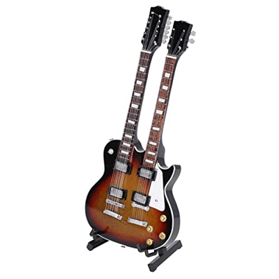 Mini Modelo de Instrumento, Material de Madera Detalles Exquisitos Escala 1: 4 Guitarra en Miniatura Resistente Y Duradera con Soporte para Regalo de 