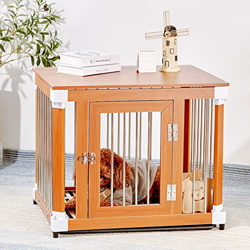 Jaula Grande para Perros De 40 Pulgadas, Muebles De Madera Perreras Para Mascotas Mesa Auxiliar Cama Mesita De Noche, Perrera Decorativa Para Perros P características