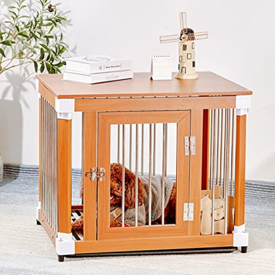 Jaula Grande para Perros De 40 Pulgadas, Muebles De Madera Perreras Para Mascotas Mesa Auxiliar Cama Mesita De Noche, Perrera Decorativa Para Perros P
