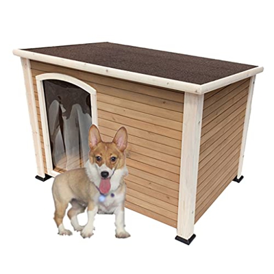 Casetas para perros para exteriores de madera maciza, casa para perros Casetas para perros al aire libre Caseta para perros de madera para perros, par